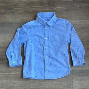 Mayoral Spain Blue Button Down Red Fish Print 18M